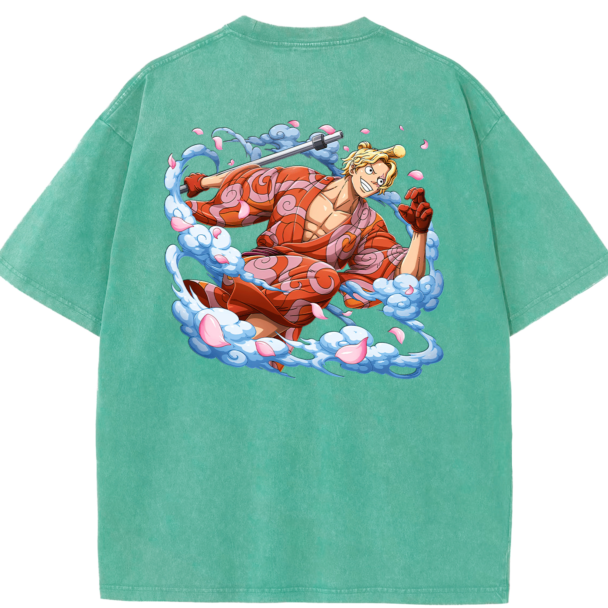 ワンピース サンジ ONE PIECE Sanji 綿100% ヴィンテージ風 半袖Tシャツ（背面プリント）